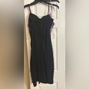 black homecoming dress with mesh middle
